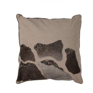 Capa para Almofada de Algodão Bordada com Detalhe em Couro 45x45cm Vênus Victrix