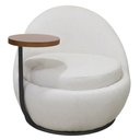 Ver imagem 6 de Poltrona Orgânica Kaira com Mesa Lateral Direita Base Fixa Preto Bouclé Creep Off White - Nexta Casa