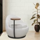 Ver imagem 2 de Poltrona Orgânica Kaira com Mesa Lateral Direita Base Fixa Preto Bouclé Creep Off White - Nexta Casa