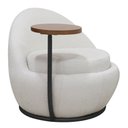 Ver imagem 1 de Poltrona Orgânica Kaira com Mesa Lateral Direita Base Fixa Preto Bouclé Creep Off White - Nexta Casa