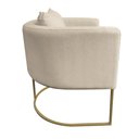 Ver imagem 4 de Kit 02 Poltronas Linho Base Metálica Dourado Grosso Bege
