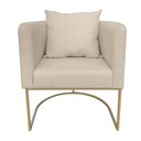 Ver imagem 5 de Kit 02 Poltronas Linho Base Metálica Dourado Grosso Bege