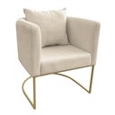 Ver imagem 6 de Kit 02 Poltronas Linho Base Metálica Dourado Grosso Bege