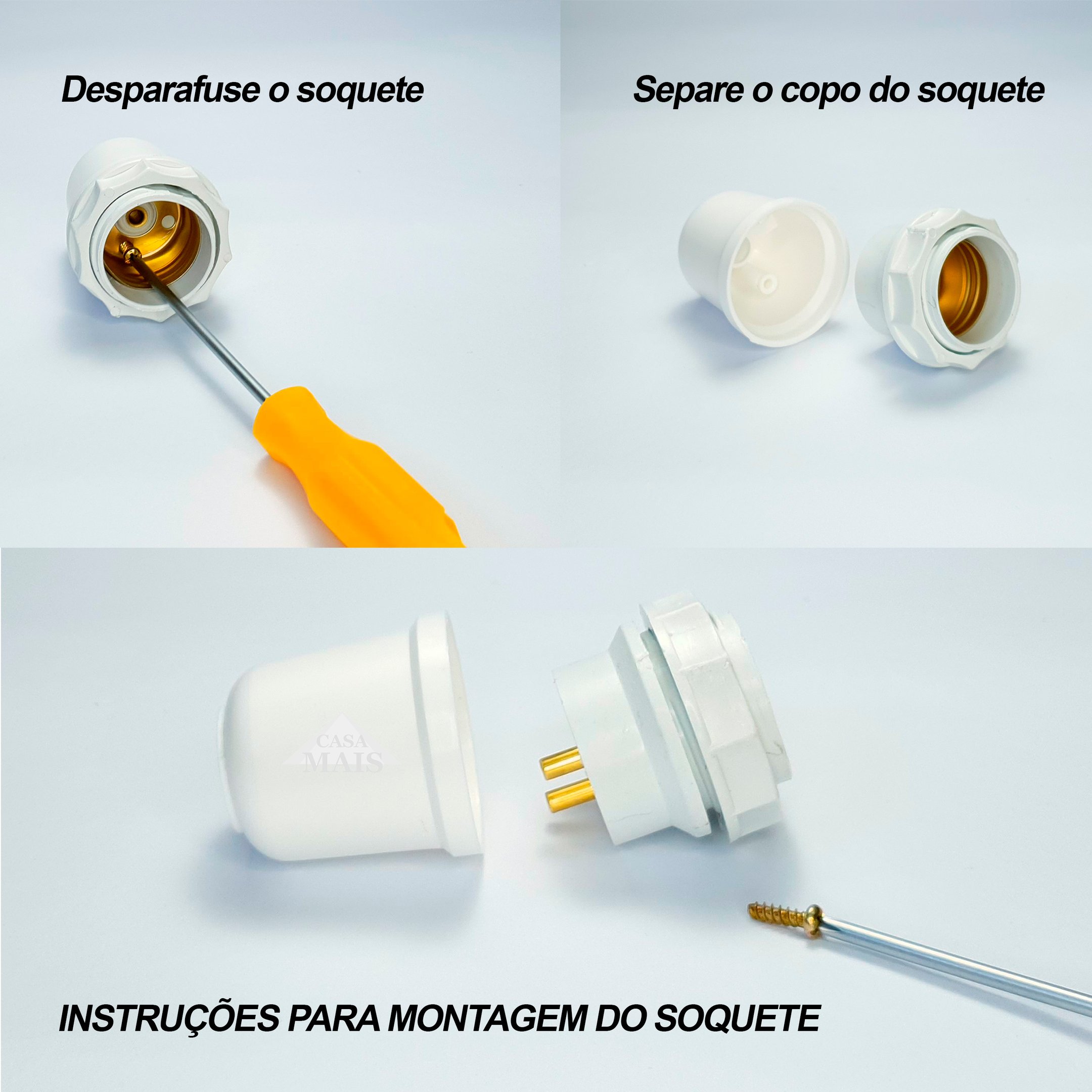 Rabicho para Abajur com Interruptor, Soquete e Cúpula Diy - 1M - Cor Preta - 2