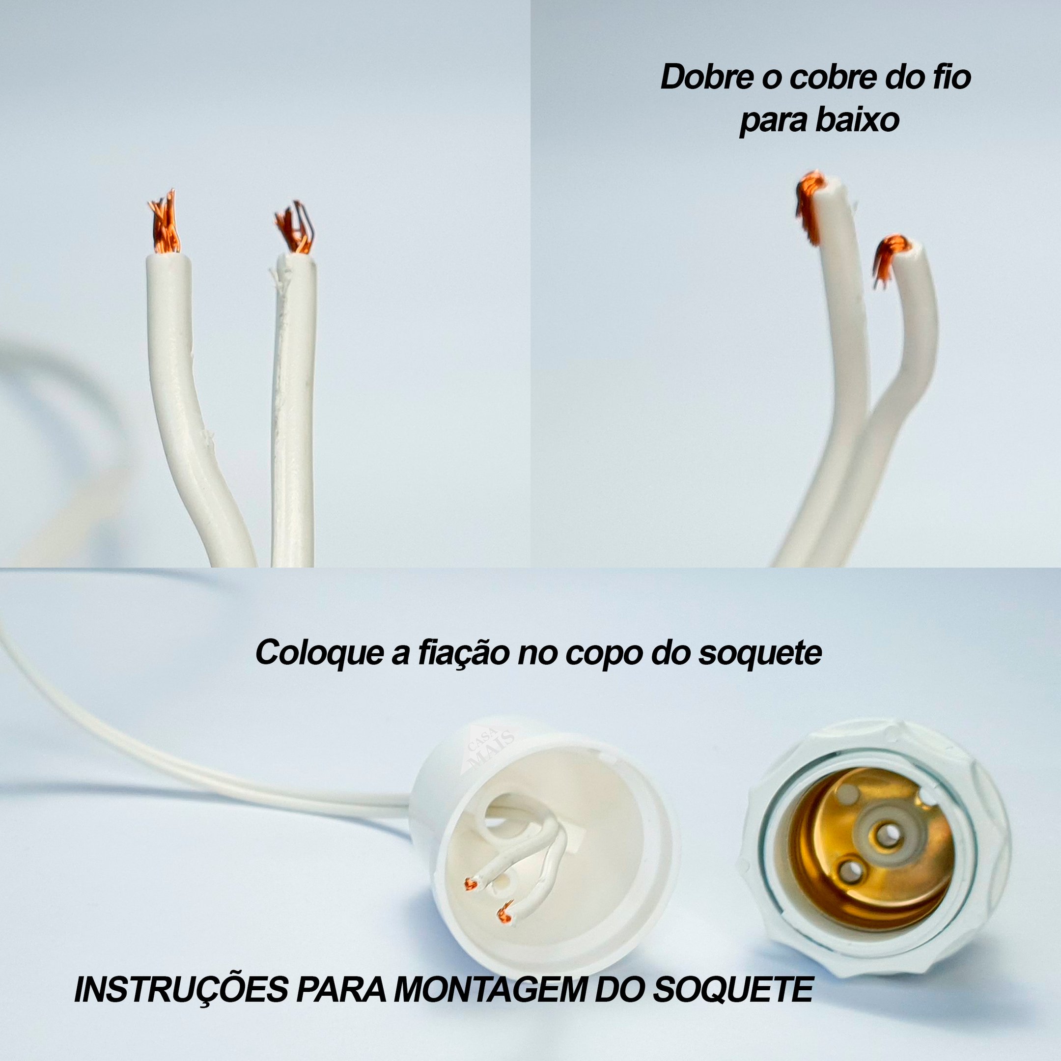 Rabicho para Abajur com Interruptor, Soquete e Cúpula Diy - 1M - Cor Preta - 3