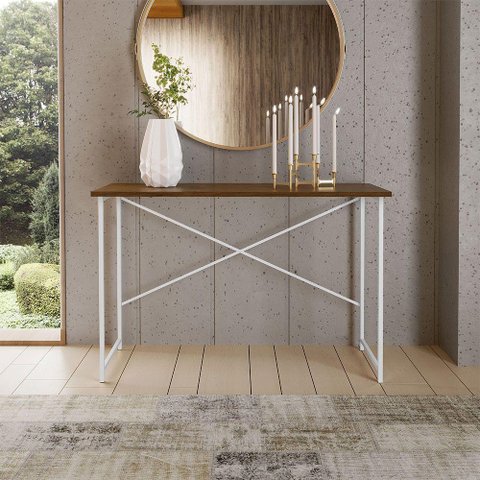 Mesa Escrivaninha para Estudo Office 0,90 Cm Miami Imbuia/ Branco
