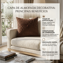 Ver imagem 2 de Capa de Almofada Decorativa Marrom Bordada/Miçangas 40x40 cm