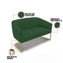 Ver imagem 4 de Sofá Namoradeira 2 Lugares Base Industrial Dourado Stella Veludo Verde D03 - D'Rossi