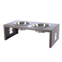 Ver imagem 1 de Comedouro Elevado Duplo Cão Porte P Marrom