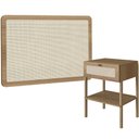 Ver imagem 1 de Cabeceira Solteiro 90cm e 1 Mesa Lateral 1 Gaveta Madeira Moss A03 Hanover Roble