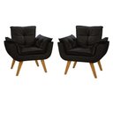 Ver imagem 1 de Kit 2 Poltronas Decorativas Opala Lolla Luxo para Sala Suede Preto - Bela Móveis