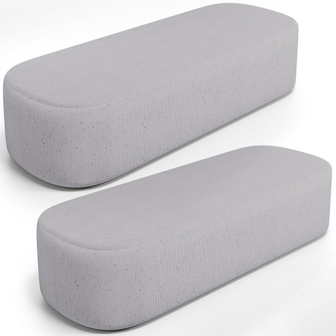 Kit 02 Puffs Decorativos Orgânicos para Living Quarto 160cm Doha W01 Linho Cinza - Lyam Decor