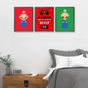 Ver imagem 1 de Kit 3 Quadros para Quarto Gamer Game Never die 24x18cm - com Vidro:madeira Branca