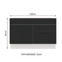 Ver imagem 6 de Balcão de Pia Madesa Agata 1 Porta e 2 Gavetas Branco Preto