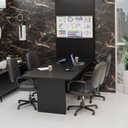 Ver imagem 1 de Mesa de Reunião para Escritório com Painel 2mx1m Tampo 30mm - Preto