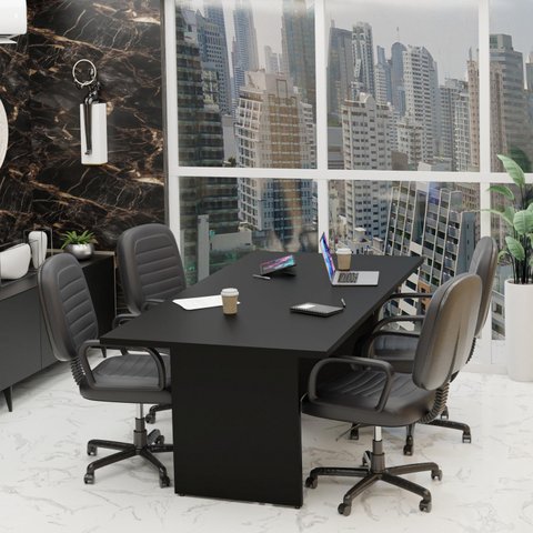 Mesa de Reunião para Escritório 2mx1m Tampo 30mm Netmobil - Preto