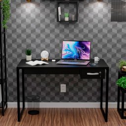 Mesa de Escritório Industrial com Gavetas 120cm Tpo 30mm Maciço - Preto - 2