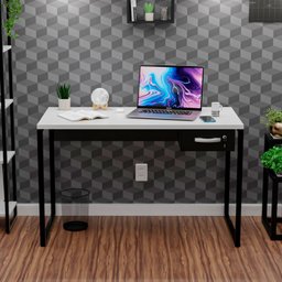 Mesa de Escritório Industrial com Gavetas 120cm Tpo 25mm Maciço - Branco - 3