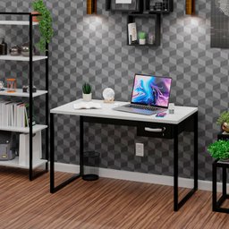 Mesa de Escritório Industrial com Gavetas 120cm Tpo 25mm Maciço - Branco - 1