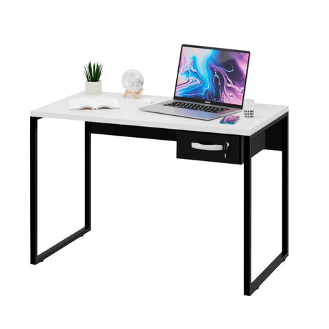 Mesa de Escritório Industrial com Gavetas 1,00m Tpo 30mm Maciço - Branco