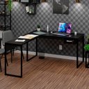 Ver imagem 1 de Mesa de Canto em L Industrial 1,50x1,50 C/gav - Preto