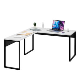 Mesa de Canto em L Industrial 1,50x1,50 - Branco - 2