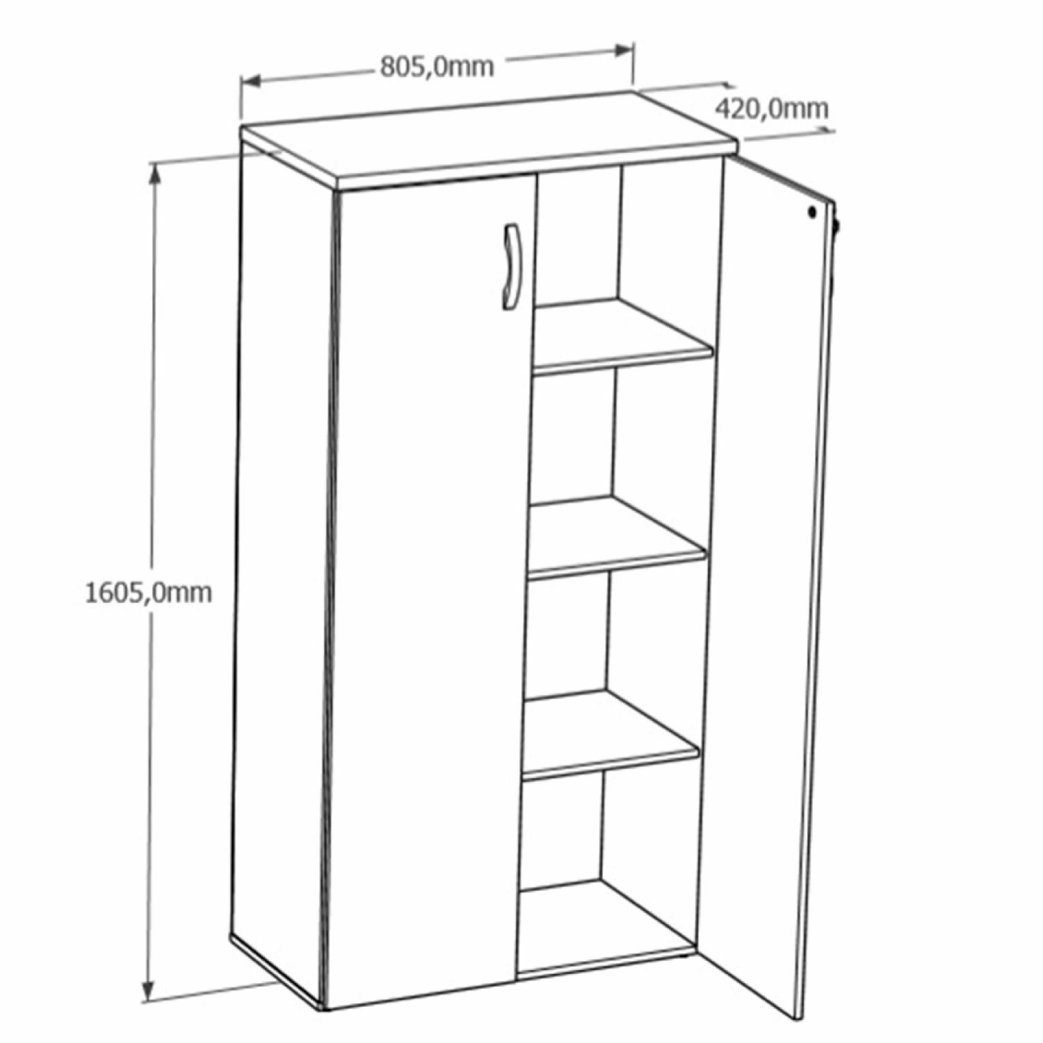 Armário Alto Fechado 1.60x80x42 F.15mm Netmobil - Branco - 4