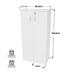Armário Alto Fechado 1.60x80x42 F.15mm Netmobil - Branco - 6