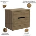 Ver imagem 3 de Mesa de Cabeceira 2 Gavetas 54 Cm S822 Nogueira Kappesberg