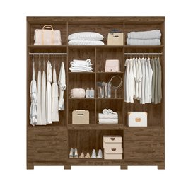 Guarda Roupa 8 Portas com Espelho Porto Plus Castanho Wood 943331 Moval - 3
