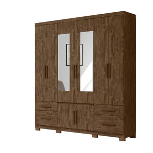 Guarda Roupa 8 Portas com Espelho Porto Plus Castanho Wood 943331 Moval