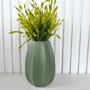 Ver imagem 3 de Vaso Centro de Mesa Verde Oliva Moderno Trabalhado c/ Planta