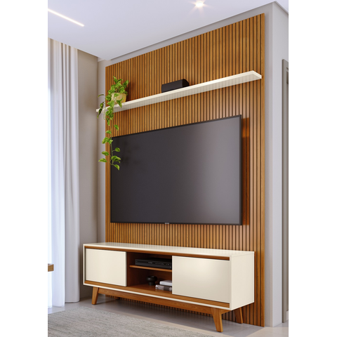 Composição Milo 179m para Tv''s até 65 Polegadas 2 Portas Deslizantes - Cinamomo/off White Madetec