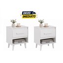 Ver imagem 1 de Jogo de Mesa de Cabeceira Mila 1 Gaveta Pés Retrô - Branco Móblis