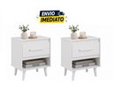 Ver imagem 1 de Jogo de Mesa de Cabeceira Mila 1 Gaveta Pés Retrô - Branco Móblis