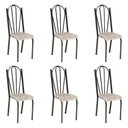Ver imagem 1 de Kit 6 Cadeiras de Cozinha Alasca Estampado Rattan Pés de Ferro Cromo Preto - Pallazio