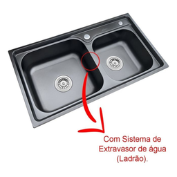 Kit Cuba Cozinha Gourmet Pia Dupla Aço Inox e Torneira Gourmet Extensível Preta Brinovar - 4