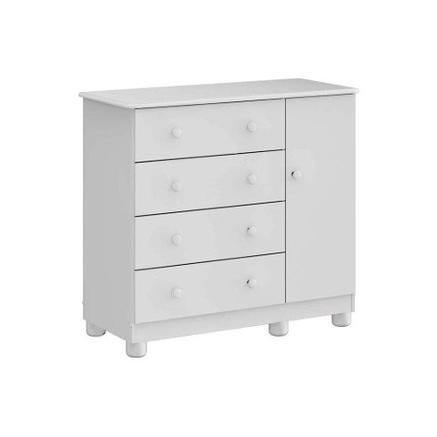 Cômoda Infantil Júnior C/ 1 Porta e 4 Gavetas Branco - Peroba