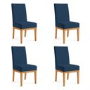 Ver imagem 1 de Kit 4 Cadeiras de Jantar Brisa Veludo Azul Marinho Base de Madeira - Pallazio