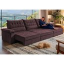 Ver mais imagens de Sofá Retrátil e Reclinável 4,20m com Molas e Espuma D33 Thunder Velusoft Vinho Cama Inbox
