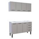 Ver imagem 1 de Cozinha Completa Gabinete Para Pia 150 e Armário Aéreo Juno/Apolo 4 Gavetas Cozimax Cinza Argila