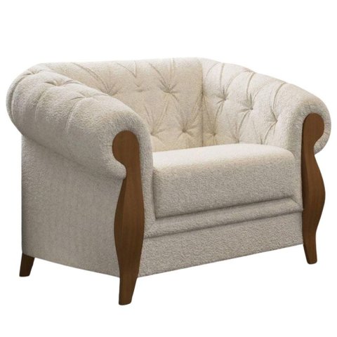 Poltrona Decorativa Capitone Milano Pes Madeira Boucle Tce 1010 Moll