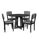 Ver imagem 1 de Mesa de Jantar Redonda Montreal Preta com 4 Cadeiras Estofadas Ella Preto/cinza Escuro