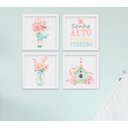 Ver imagem 1 de Kit Quadro Infantil Bebê Menina Aquarela Flores Sonhe Alto 4 peças