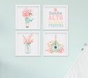 Ver imagem 1 de Kit Quadro Infantil Bebê Menina Aquarela Flores Sonhe Alto 4 peças
