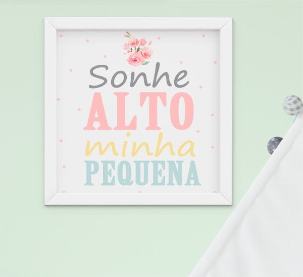 Kit Quadro Infantil Bebê Menina Aquarela Flores Sonhe Alto 4 peças - 2