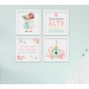 Ver imagem 1 de Quadro Infantil Quarto Bebê Menina Irmãs Flores Kit 4 Peças