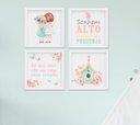 Ver imagem 1 de Quadro Infantil Quarto Bebê Menina Irmãs Flores Kit 4 Peças