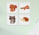 Ver imagem 1 de Quadro Infantil Bichos da Floresta Bicho Preguiça Porco Espinho Kit 4 Peças