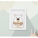 Ver imagem 5 de Quadro Infantil Bebê Escandinavo Ursos Cabana Bege Kit 4 Peças